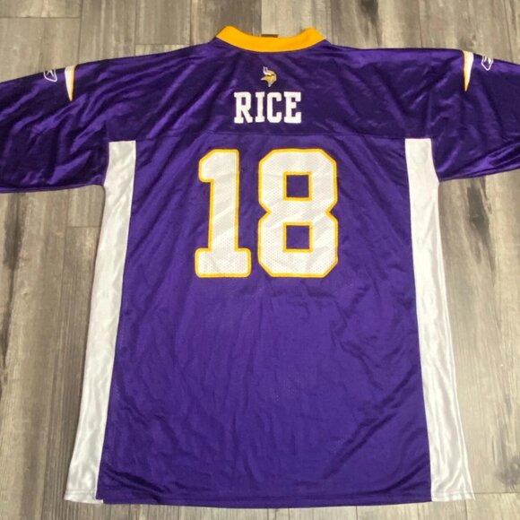 #18 SIDNEY RICE MINNESOTA VIKINGS REEBOK PURPLE JERSEY SIZE XL - Picture 1 of 2